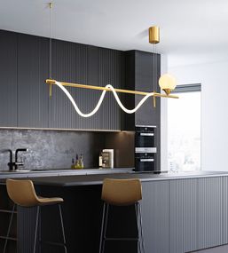 Люстра світлодіодна стельова LED світильник для квартири на стелю лед 27149 Латунь 40-122х30х120 см.