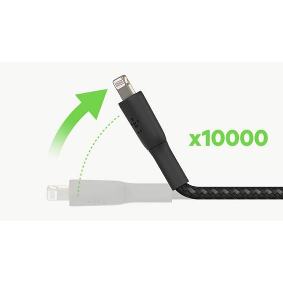 Дата кабель USB 2.0 AM to Lightning 1.0m BRAIDED black Belkin (CAA004BT1MBK) | Зображення 4