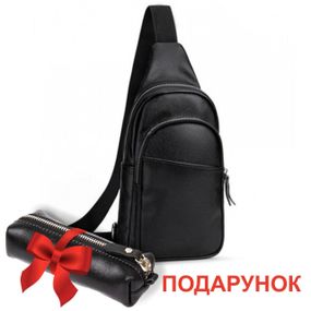 Сумка-слінг чоловіча через плече з натуральної шкіри TIDING BAG A25F-015-1A чорний