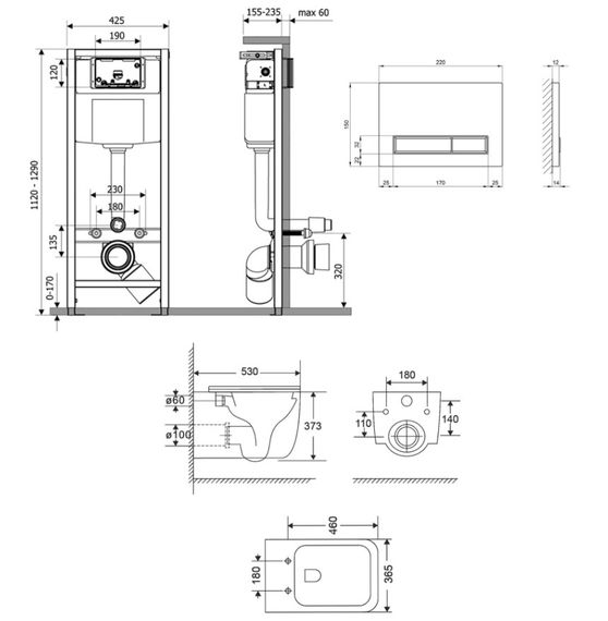 Набір Qtap Nest 4 в 1 підвісний унітаз Gemini Ultra Quiet 530х365х373 + комплект інсталяції QT2533076EUQW46159 | Зображення 1