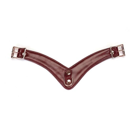 Шкіряні трусики для вібратора Liebe Seele Wine Red Forced Orgasm Strop, повністю регульовані Sex Aura | Зображення 6