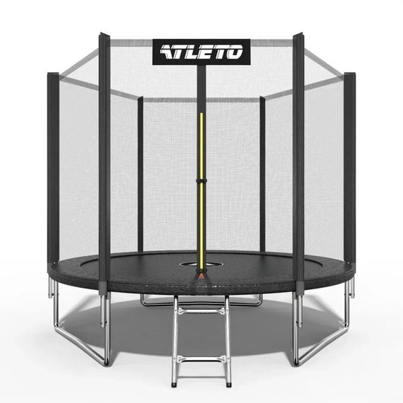 Батут дитячий Atleto 252 см із захисною сіткою і драбиною для дому та дачі чорний 42400443