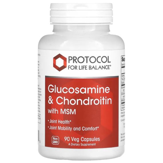 Препарат для суставов и связок Protocol for Life Balance Glucosamine & Chondroitin with MSM 90 Veg Caps