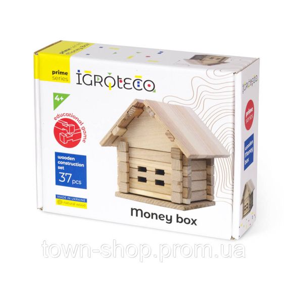 Деревянный конструктор "Копилка" Igroteco 900293, 37 деталей