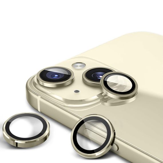 Захисне скло Metal Classic на камеру (у упак.) для Apple iPhone 15 (6.1") / 15 Plus (6.7") Золотий / Gold | Зображення 5