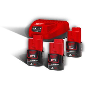 Набор аккумулятор + зарядное устройство Milwaukee Li-Ion M12 NRG-303 + ЗУ, 3x3Ah (4933459207)