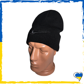 Шапка чорна Nike брендова універсальна, Найк. Шапка чоловіча, жіноча, підліткова, дитяча