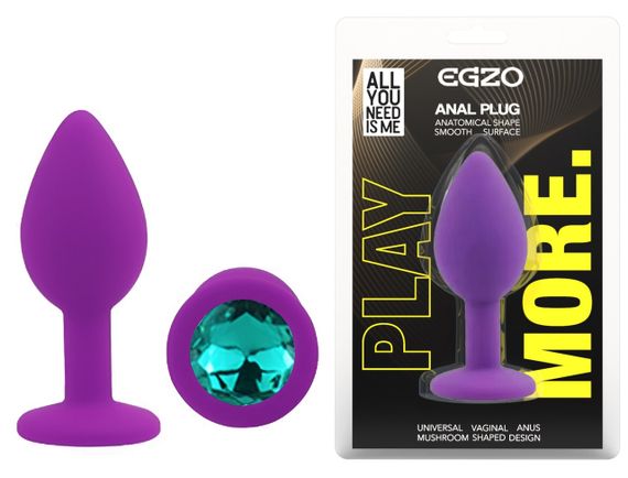 Силіконова анальна пробка EGZO - Silicone Purple Round Plug Marine, size S Sex Aura