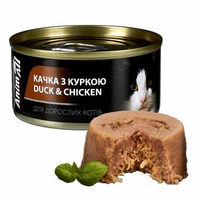Вологий корм для котів з качкою та куркою Animall Cat Wet, 80 гр