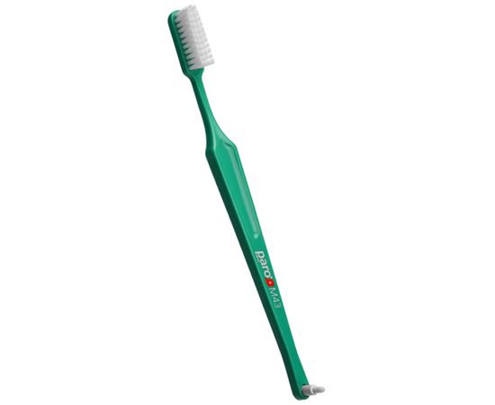 Зубна щітка середньої жорсткості paro® toothbrush M43 з монопучковою насадкою, зелена