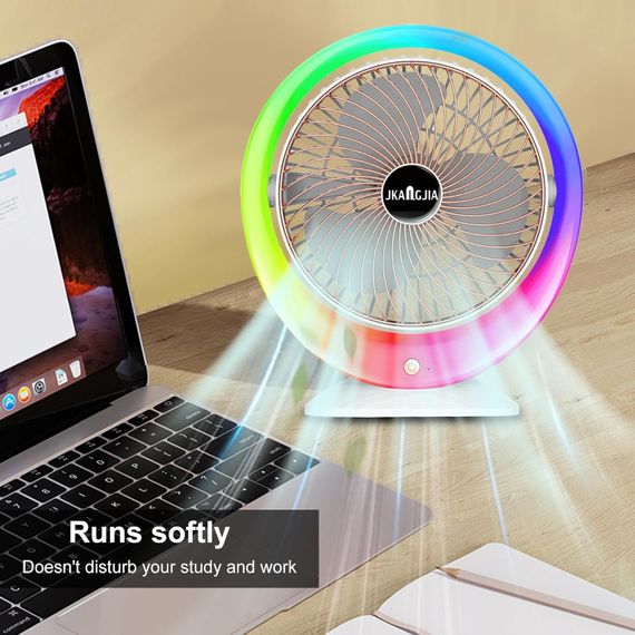 Настольный вентилятор с LED подсветкой, USB-зарядкой /  Портативный вентилятор-увлажнитель воздуха 3 скорости, 1200 мАч | Зображення 2