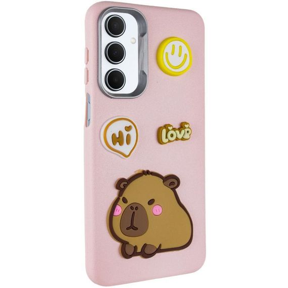 Чохол TPU Leather Toys для Samsung Galaxy S25 FE Capybara / Pink