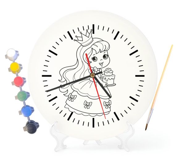 Детский набор для творчества часы раскраска Принцесса 30 см (Г0209)