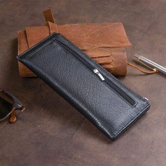 Горизонтальный тонкий кошелек из кожи унисекс ST Leather 19324 Черный | Зображення 6
