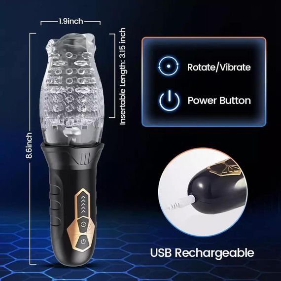 Мастурбатор Rotating and vibrating masturbator Sex Aura | Зображення 3