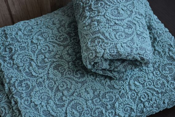 Жаккардовый чехол на угловой диван без юбки Мятный | Зображення 2