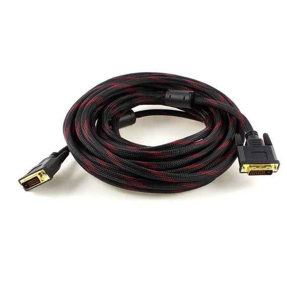 Кабель Merlion Dvi-Dvi 5.0m,2 ФЭРОТ,оплетенная,Black/Red,24/24pin,(Пакет),Q80