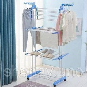 Сушилка складная для белья GARMENT RACK Вертикальная передвижная стойка-сушилка для сушки вещей и белья на колесиках