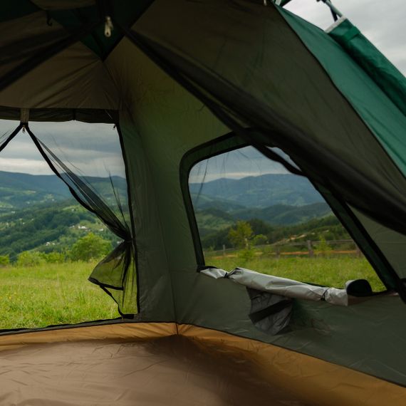 Палатка кемпинговая  3-местная с тентом 235*235*155 см зеленый | Зображення 6
