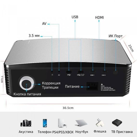 Портативный проектор Full HD(1920*1080) XPRO PANOPLUS MSN (5000 lumen) c внешним  WiFi с Screen Mirroring для офиса, домашнего кинотеатра (A10009_7799) | Зображення 4