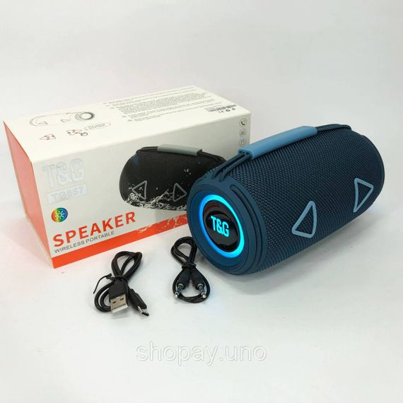 Bluetooth-колонка TG657 з RGB підсвічуванням 1500 mAh, музичні стовпчики для вулиці. Колір: синій | Зображення 1