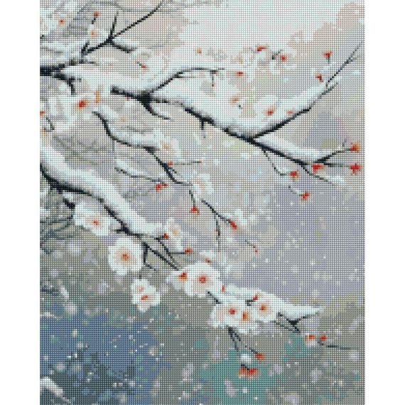 Алмазна мозаїка "Цвіт в снігу" DBS1269, 40х50 см