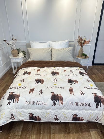 Ковдра євро відкрита двостороння з вовни Arda Pure Wool 21447 195х215 см шоколадне | Зображення 8