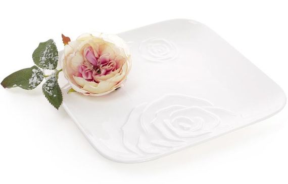 Набір 3 порцелянові обідні тарілки "White Rose" 25x25см (білий фарфор) | Зображення 1