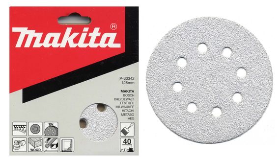 Набір шліфувального паперу Ø125 мм К40 (10 шт) Makita P-33342 | Зображення 1