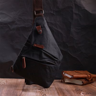 Сумка Vintage Через плече для чоловіків з текстилю Чорна (22196) | Зображення 9