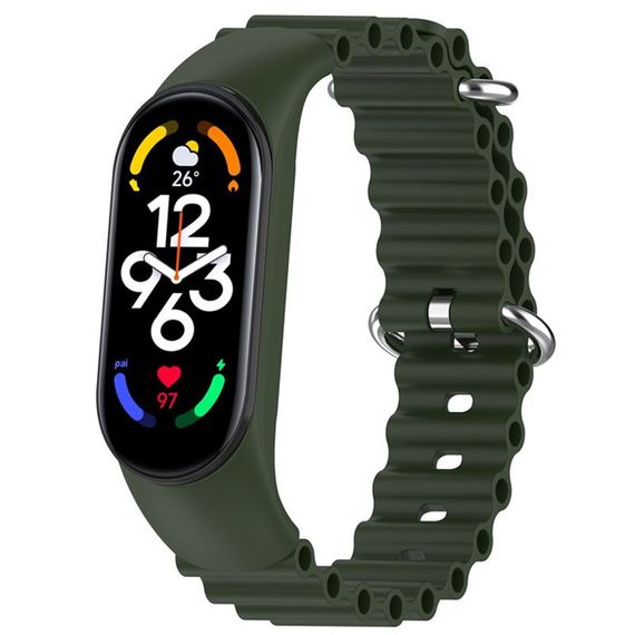 Ремінець Ocean Band для Xiaomi Mi Band 3/4/5/6/7 Зелений / Dark Olive