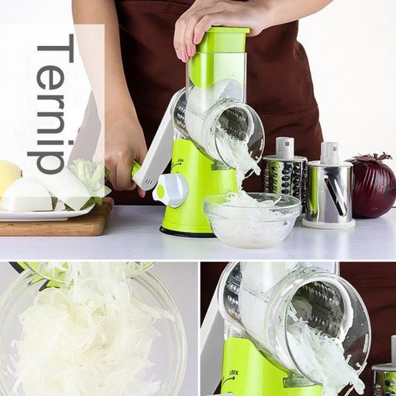 Ручная терка для овощей зеленая / Фигурная овощерезка / Терка овощерезка NL-554 с контейнером | Зображення 3