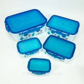 Набір контейнерів UNIQUE UN-1514 5шт. Колір: блакитний EC-90