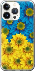 Чехол на iPhone 13 Pro Жёлто-голубые цветы "1048u-2372-17620"