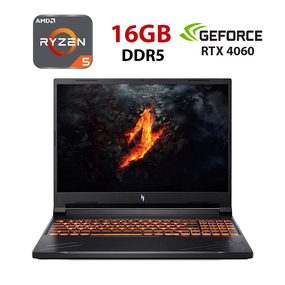 Игровой ноутбук Б-класс Acer Nitro V16 ANV16-41 / 16" (1920x1200) IPS / AMD Ryzen 5 8645HS (6 (12) ядер по 4.3 - 5.0 GHz) / 16 GB DDR5 / 512 GB SSD / nVidia GeForce RTX 4060, 8 GB GDDR6, 128-bit / WebCam б/у