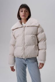Пуховик Curly женский с отложным воротником молочный M-L