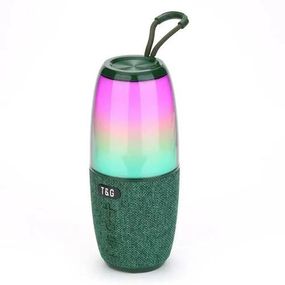 Портативная колонка TG644 5W с RGB подсветкой и ремешком. Цвет: зеленый