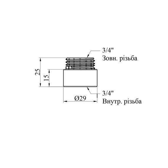Подовжувач Karro 3/4" ВЗ, L=15 мм хромований KR-3209 | Зображення 1
