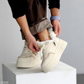 Бежевые зимние хайтопы на платформе цвет на выбор