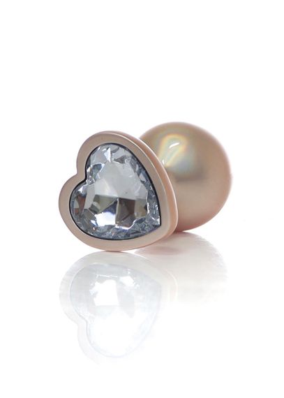 Анальна металева пробка Plug-Jewellery Pearl Gold Heart PLUG- Clear M sexstyle | Зображення 2