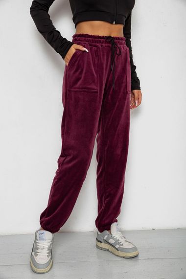 Спортивные штаны велюровые женские на флисе  -уценка, цвет бордовый, 238R58645-U-1 | Зображення 2