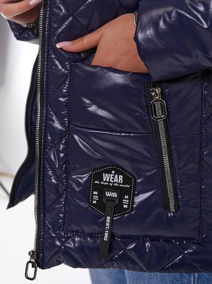 Жіноча стьобана куртка з блиском, арт.504, синій | Зображення 4