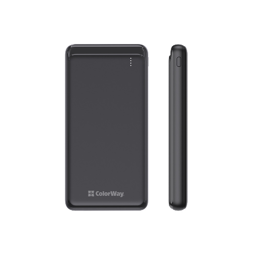 Павербанк 10000 mAh ColorWay CW-PB100LPG3BK-PD 18W QC+PD slim світлодіодний індикатор чорний | Зображення 1