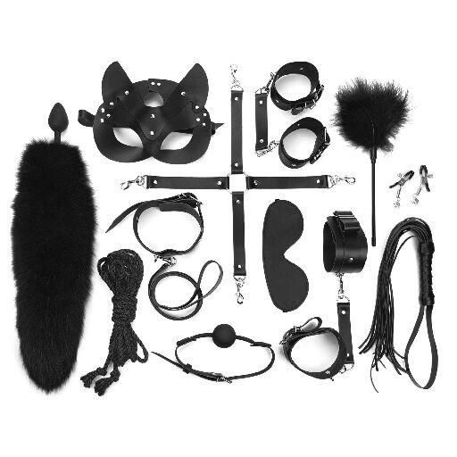 Набір Art of Sex - Maxi BDSM Set Leather, 13 предметів, натуральна шкіра, Чорний | Зображення 1