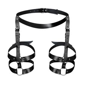 Шкіряні гартери Art of Sex - Melani Leather garters, Чорні, XS-M