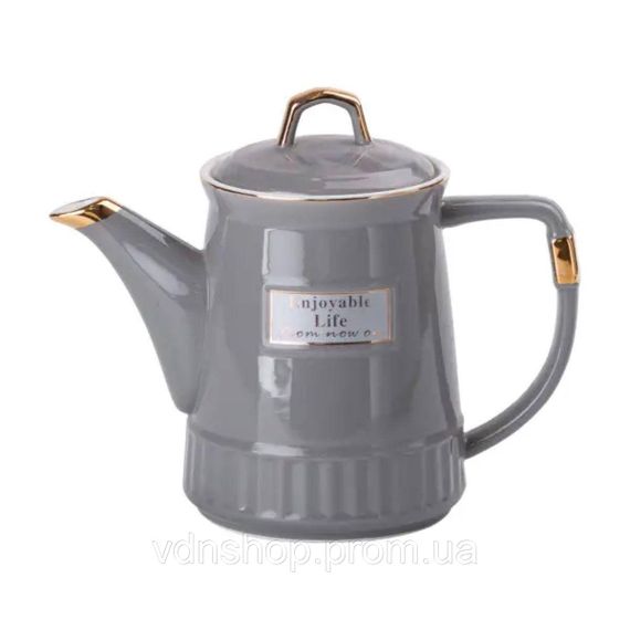 Чайний набір на 6 персон (з заварювальним чайником та порцелянаовою підставкою), сірий HP-15-5 | Зображення 1