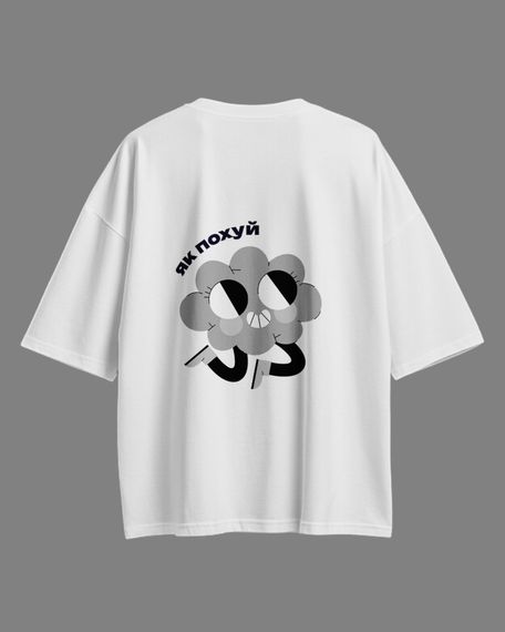 Oversize футболка з принтом  біла | Зображення 1
