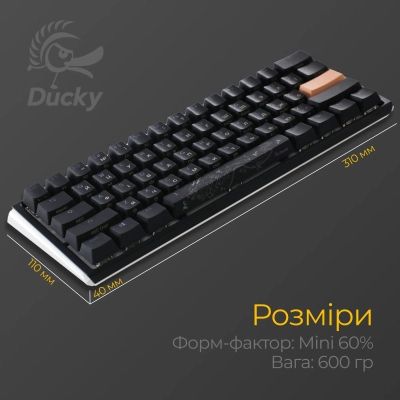 Клавиатура Ducky One 3 Mini Cherry MX Brown RGB UA USB Black (DKON2161ST-BUAPXCLAWSC1) | Зображення 5