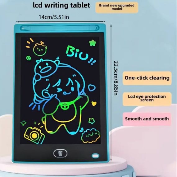 8.5 дюймов цветной ЖК-планшет для письма, детский блокнот для рисования граффити, планшет для рисования. Синий | Зображення 8