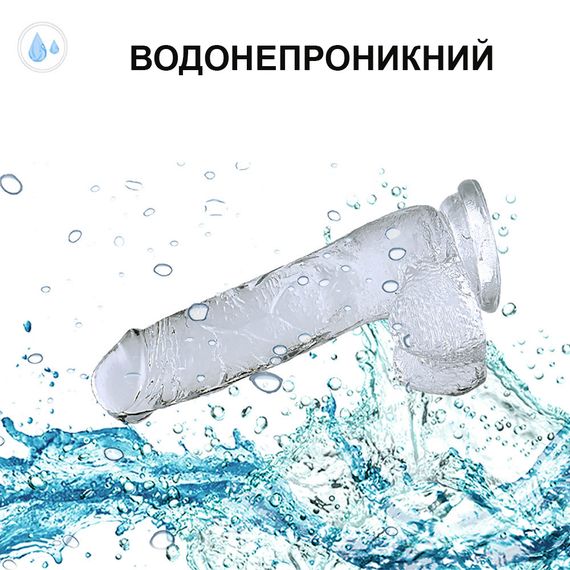 Фаллоимитатор реалистичный, с мошонкой (15 см, прозрачный) | Зображення 3